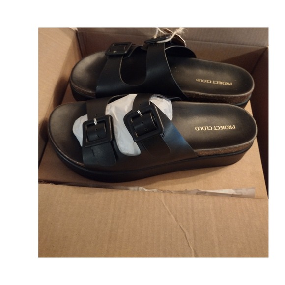 Project Cloud Platform Sandals Women-Plush & Soft Insole Wedge Slides-Black 10 - Picture 4 of 5